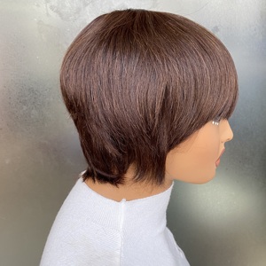 วิกผมตรงสีน้ำตาลแบบสั้น ความยาวระดับ<span class=keywords><strong>คาง</strong></span> ทรงพิกซี่คัท ไม่มีหน้าม้า  ไม่มีเชือกผูก  ไม่ต้องใช้กาว  ทำจากผมแท้แบบเวอร์จิ้น เรมี่ คิวติเคิล - Product Image 3