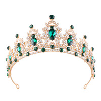 Diadema de Lujo al por Mayor, Chapada en Oro, con Incrustaciones de Diamantes y Cristales, Corona de Aleación Colorida para Novias, Tiara para Boda