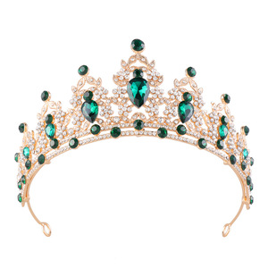 Diadema de Lujo al por Mayor, Chapada en Oro, con Incrustaciones de Diamantes y Cristales, Corona de Aleación Colorida para Novias, Tiara para Boda - Product Image 1