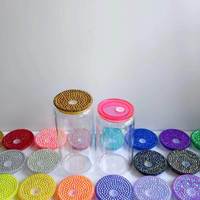 74 couleurs, entrepôt USA, 17oz, couvercles brillants en acrylique avec strass personnalisés arc-en-ciel, résistants à l'humidité, 16oz, 20oz, gobelet en verre Romance