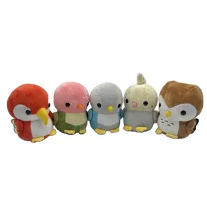 도매 사용자 정의 귀여운 미니 박제 동물 봉제 다채로운 올빼미 새 아이들을위한 앵무새 부드러운 장난감