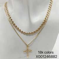 Collier croix superposé plaqué or XUPING, double chaîne réglable, empilable, breloque religieuse, cadeau unisexe, bijoux