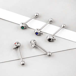 Nouveaux Piercings <span class=keywords><strong>de</strong></span> <span class=keywords><strong>Langue</strong></span> Élégants et Personnalisés en Acier Inoxydable, Ornés <span class=keywords><strong>de</strong></span> Diamants en Forme <span class=keywords><strong>de</strong></span> Crâne, Vente en Gros - Product Image 3