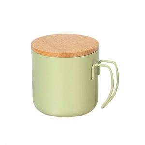 Taza de Café Doble de Acero Inoxidable para Exteriores con Tapa y Asa de Madera - Product Image 5