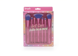 Set di pennelli per trucco Soft Care, 6 pezzi, setole sintetiche, manico in plastica, pennello a ventaglio per fondotinta, trucco viso. - Product Image 1