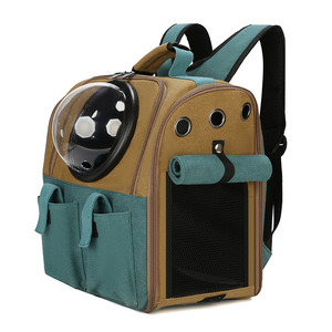 Cat canvas <b>backpack</b>, <b>large</b> capacity, portable pet bag, space pet capsule dog bag. - Product Image 1