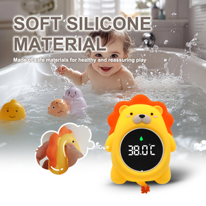 Nova segurança banho tubo termômetros bonito flutuante pato brinquedo água temperatura aviso bebê banho termômetro com luz RGB - Product Image 2