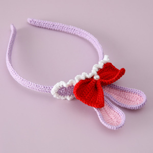 Modern Girls' Gift Cute Rabbit Ears Decor Colorful Plush Headband-Wholesale Crochet Bunny - Product Image 1