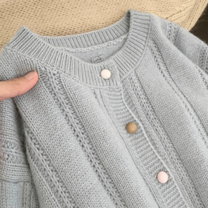 <span class=keywords><strong>Cardigan</strong></span> in Maglia da <span class=keywords><strong>Donna</strong></span> Autunno Inverno, Traspirante, Spesso, Collo Tondo, Manica Lunga, <span class=keywords><strong>Rosa</strong></span> Francese, Tinta Unita con Bottoni - Product Image 4