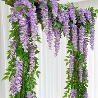 Fleurs artificielles de glycine violette, guirlande de plafond, décoration intérieure suspendue pour mariage et maison