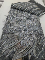 Tissu en dentelle de tulle à sequins floraux NI.AI pour robe de mariée, robe de soirée pour femmes