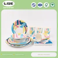 Lanweier Supermarché Source pour Plats de Fête Nouvelle Arrivée Ours Brun Série Animaux Assiettes Jetables 5 Pièces Gobelets en Papier Ensemble de Bols