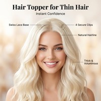 En gros Topper capillaire en dentelle suisse 100% Cheveux humains vierges Remy pour femmes, pour la perte de cheveux, avec ligne de cheveux naturelle, sans colle et à clips