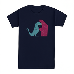 T-shirt Irony blu scuro con grafica di dinosauro e asteroide, taglia unisex per adulti - Product Image 2