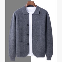 Veste en tricot rétro pour homme, col à revers, boutonnée, 100% laine pure, style Old Money, avec logo personnalisé OEM ODM, cardigan décontracté, pull en tricot