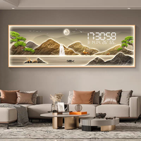 Horloge Murale Moderne en Verre LED, Cadre Photo Nordique, Affiche en Porcelaine Cristalline, Décoration Murale pour Salon, Vente en Gros Usine