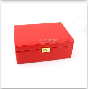 Elegant Red Leather Jewelry Box With Mirror And Removable Drawers Multi Layer Jewelry <b>Storage</b> Case For <b>Rings</b> Earrings Necklaces - Product Image 1