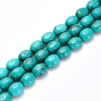 Perle turquoise 10x13mm 13x16mm bleu foncé vert Turquoise perles brins lisses pleine forme ovale perles de pierre pour la fabrication de bijoux