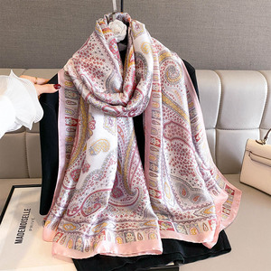 Châles longs et grands en soie imitation pour femmes, élégants, imprimés, motif cachemire, pour le bureau - Product Image 3
