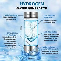 Bouteille d'eau à hydrogène avec logo personnalisé d'usine générateur d'eau à hydrogène bouteille de générateur d'eau à hydrogène en verre portable rechargeable