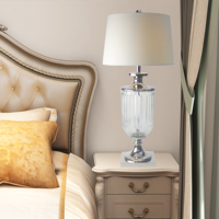 Lampes de table contemporaines à corps en verre en métal argenté Led pour chambre à coucher vente en gros