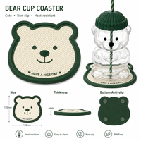 Sous-verre antidérapant en PVC en forme d'ours avec rebord surélevé, personnalisable, 12 cm, pour tasses à café et usage domestique/bureau