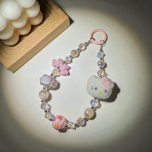 <span class=keywords><strong>Accessori</strong></span> <span class=keywords><strong>Hello</strong></span> <span class=keywords><strong>Kitty</strong></span> dei cartoni animati: artigianato di alta qualità per aspersione di zucchero, catena per telefono con perline dipinte a mano, portachiavi e borsa - Product Image 4