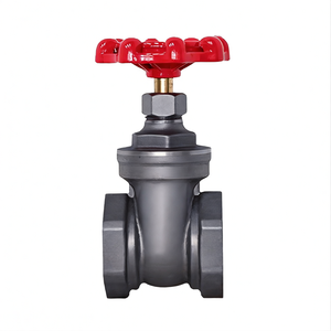 Vanne à boisseau en laiton COVNA à expédition rapide, filetage NPT de 4 pouces, 1/2 pouce, avec volant en fer tiré peint en rouge - Product Image 1