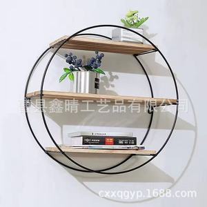 Wooden Wall Mounted Storage Rack Geometric Shape 2 Tier Multipurpose For Living Room Bedroom <b>Desktop</b> Storage - Product Image 3