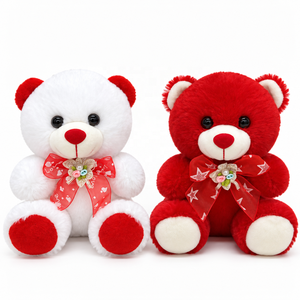Venta al por Mayor Directa <span class=keywords><strong>de</strong></span> Fábrica, Osos <span class=keywords><strong>de</strong></span> Peluche Blancos y Rojos para el Dí<span class=keywords><strong>a</strong></span> <span class=keywords><strong>de</strong></span> San Valentín, con Lazo <span class=keywords><strong>de</strong></span> Organza y Flor <span class=keywords><strong>de</strong></span> Perlas, Juguete <span class=keywords><strong>de</strong></span> Peluche Suave, OEM ODM - Product Image 1