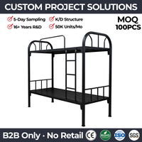 Lits superposés noirs détachables en promotion |   Lit superposé en métal pour 2 personnes avec escalier |   pour les enfants et les adultes en dortoir |   Vente en gros