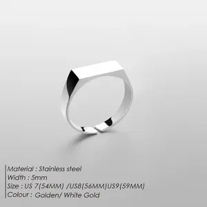 EManco Unisex Size Signet Silver Ring Men's Punk Open Ring Men Wholesale Stainless Steel Fashion 18k Rings Men