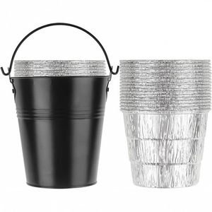 Round Aluminum Foil Barbecue Drip Tray For Camping 1100 Small Straight Barrel Silver Disposable - Product Image 2