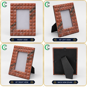 Cadre photo en marbre orange CCI de 10 pouces, support photo en pierre naturelle de qualité supérieure pour photos de famille, souvenirs de mariage et décoration - Product Image 3