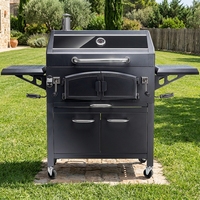 Barbecue au charbon de bois de style coréen moderne, acier revêtu de poudre noire de qualité supérieure, chariot robuste de haute qualité, certifié CE/GS, flamme