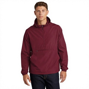 Carewear Sports <b>Men's</b> Hooded <b>Half</b>-<b>Zip</b> Varsity <b>Jacket</b>-Windproof Quick Dry Customizable Color Logo Polyester/Cotton Shell Wool - Product Image 1