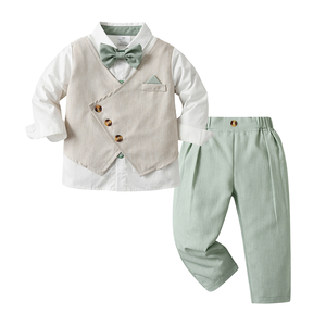 Nouveautés : Costumes de Cérémonie Garçon Cool Elves – Ensemble Deux Pièces pour Enfants, Modèles Printemps-Automne, Faux <span class=keywords><strong>Gilet</strong></span> et Manches Longues, Style Gentleman - Product Image 1