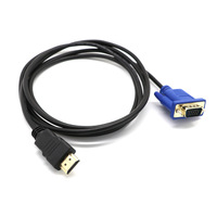 Câble convertisseur HDMI vers VGA HD avec audio, adaptateur vidéo D-SUB mâle, gaine en PVC pour HDTV, PC, moniteur, microphone, projecteur