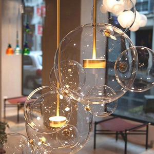Lámpara colgante de techo de bola de cristal transparente de burbuja moderna creativa de arte lámpara colgante <span class=keywords><strong>dorada</strong></span> - Product Image 6