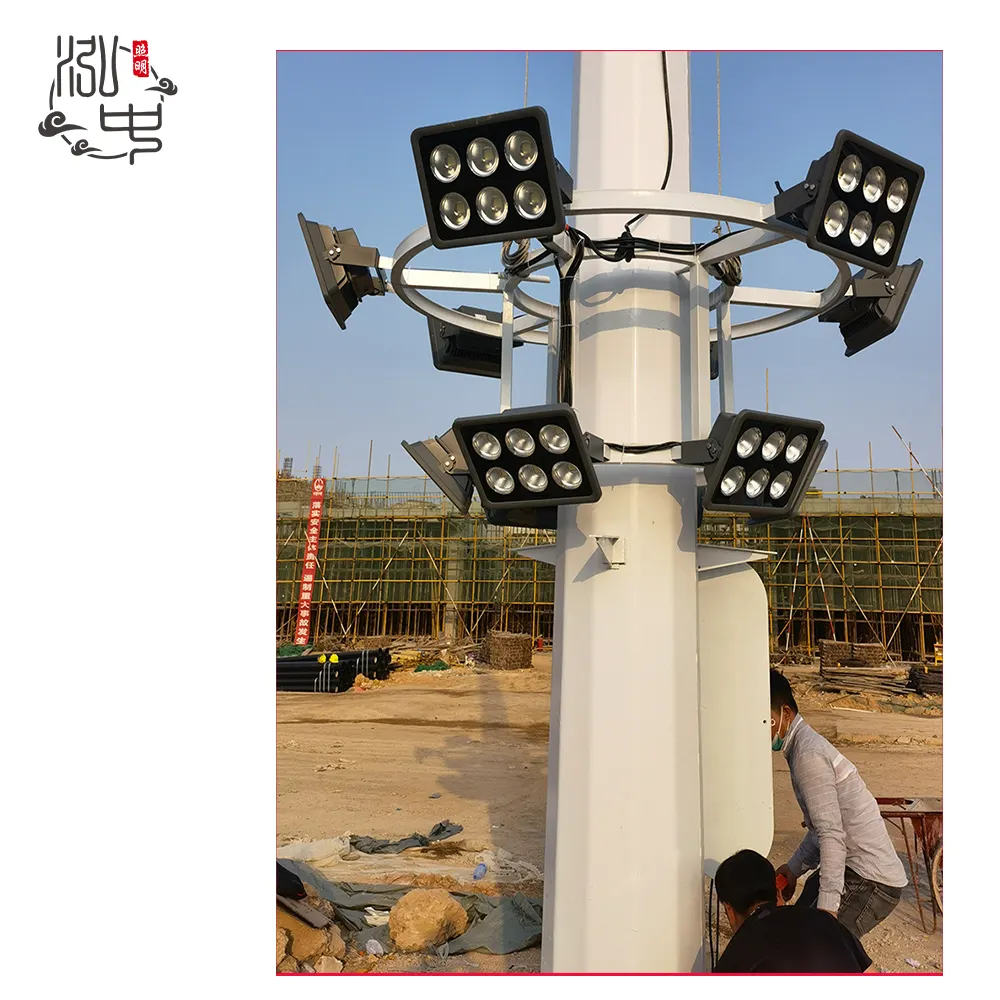 Светодиодные светильники высокой мачты на заказ, мощные квадратные светильники, 15 м, 18 м, 20 м, 25 м, 30 м, алюминиевые 90 IP65, 4800 Вт, футбольное поле, светодиодный светильник