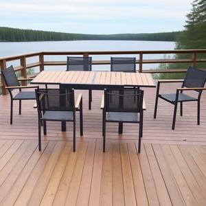 Bộ bàn ăn ngoài trời hiện đại Dwoo bằng nhôm, gồm 6 ghế, đa năng, chịu được mọi thời tiết, 7 món - Product Image 4