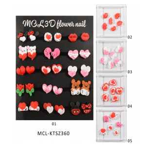 เครื่องประดับเล็บเรซิ่นขนาดเล็กหลากหลายแบบ มินนี่เมาส์ หมี หัวใจสีแดง กุหลาบ ริมฝีปาก ชาร์มติดเล็บ DIY ทำมือ อุปกรณ์ตกแต่งเล็บแบบกดติด - Product Image 6