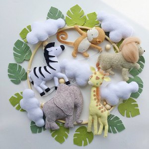 <span class=keywords><strong>Mobile</strong></span> de berceau pour bébé en feutre, <span class=keywords><strong>animaux</strong></span> de la <span class=keywords><strong>jungle</strong></span>, personnalisable, faible MOQ, vente en gros, jouets sensoriels suspendus neutres pour la crèche, pour enfants - Product Image 2