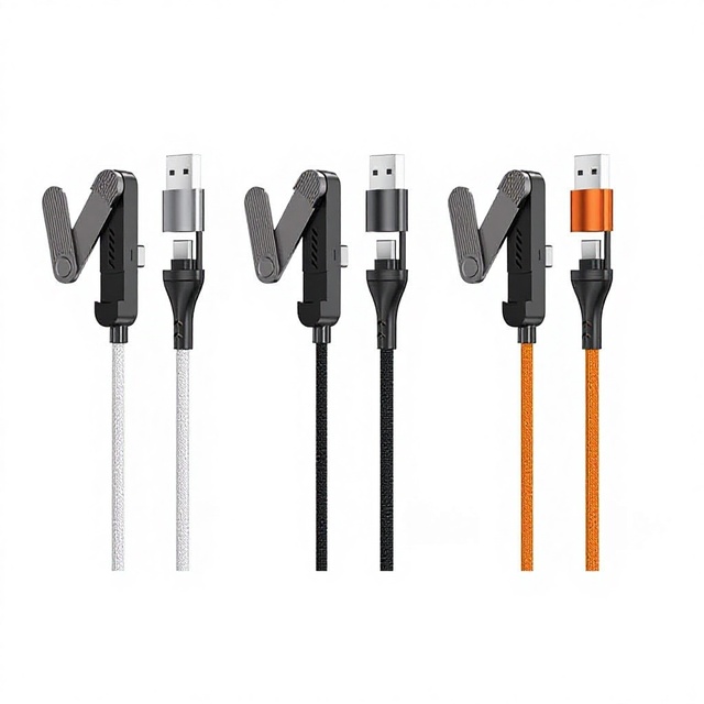 65W 2-in-1 Super Fast Charging Data Cable with Tri-Fold Stand for iPhone 17/16/15 for Samsung for HUAWEI for Tablet for Laptop