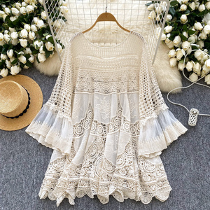 Vestidos de punto calado bohemios para mujer, holgados, con cordones y diseño de patchwork, a la moda - Product Image 4