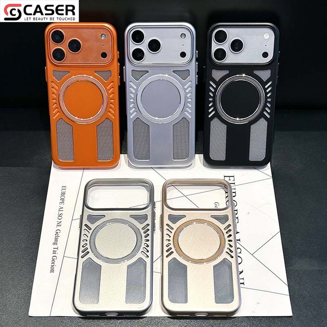 Hollow Radiator Gaming Phone Case Aluminum Bumper for iPhone 13-18 Anti Fall Metal Frame Magnetic Protective Case
