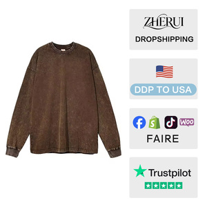Sweat-shirts surdimensionnés pour femmes, garantie de qualité, effet délavé, col rond vintage - Product Image 2