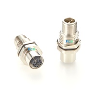 Coupleur traversant M12 X Code CAT6A 10 Gbit/s mâle-femelle à montage sur panneau pour réseaux PROFINET EtherCAT et caméras GigE Vision