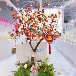 <span class=keywords><strong>Arbre</strong></span> artificiel de kaki, hauteur personnalisable, résistant aux UV, avec fruits oranges, pour usage commercial - Product Image 1