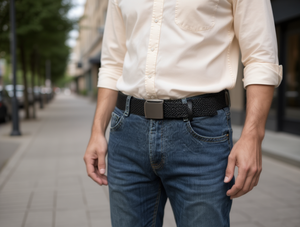 Cinturón Tejido para Hombre de 4.0 cm x 125 cm con Hebilla de Hierro Negra para Uso Casual - Product Image 2